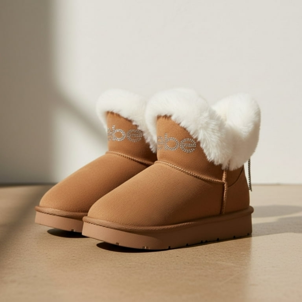 Bebe Brown Boots with White Fur Accent NWOT